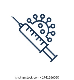 Vaccine covid bottle icon. Covid-19 vector syringe injection virus vaccine icon