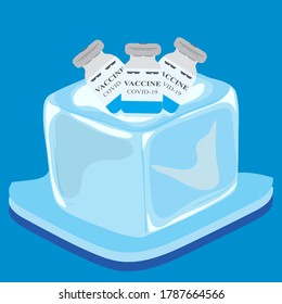 Vaccine for Covid-19. Coronavirus vaccine with ice vector design