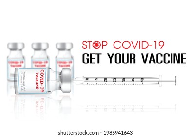 vaccine covid-19 on white background