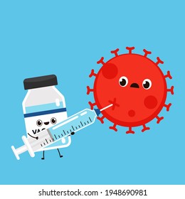 Vaccine Covid-19 vector. Vaccine virus Covid-19. Bottle vaccine character design.