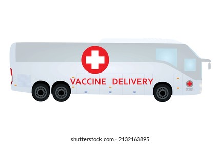 Vaccine delivery bus. vector illustration