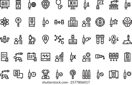 Vaccine development icons High-Quality Vector Icons Collection with Editable Stroke. Ideal for Professional and Creative Projects.