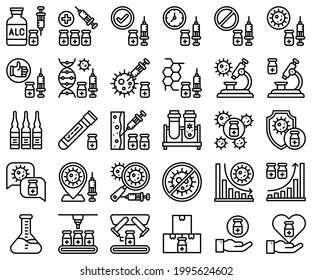 Vaccine Development related icon set 2, line style vector illustration