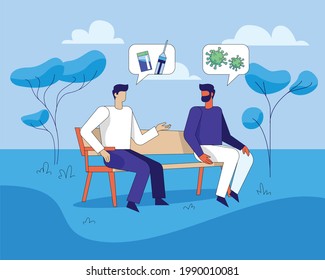 Vaccine discussion flat illustration vector concept
