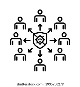 Vaccine distribute. Line vector. Isolate on white background.