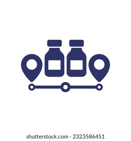 vaccine distribution and delivery icon on white
