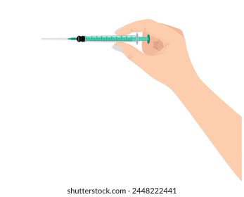 Vaccine in doctor's hand on white background.