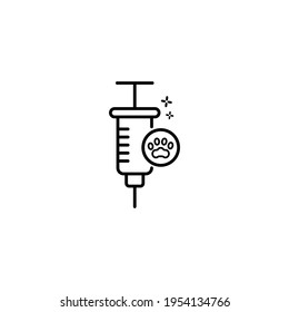 Vaccine dog icon on white. Vector sign. Line icon