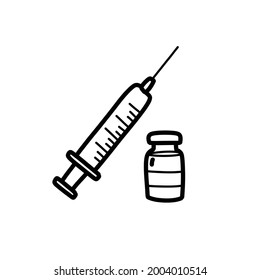 vaccine doodle icon, vector illustration