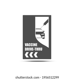 Vaccine drive-thru sign flat vector design isolated from white background.