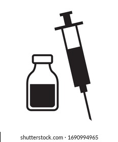 Vaccine flask and medical syringe