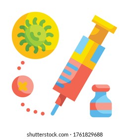 Icono de Vacuna plana. Concepto de transmisión de virus.