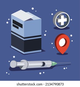 vaccine four passports icons background