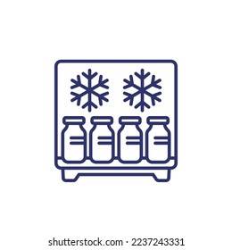 vaccine in the fridge line icon, medical storage vector