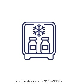 vaccine in the fridge, storage line icon