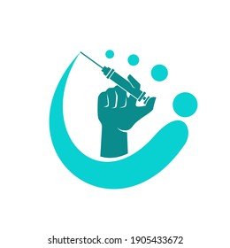 Vaccine Giver Logo Design Vector