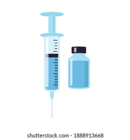 Vaccine glass and injection vector illustrarion. Covid-19 vaccination illustration.