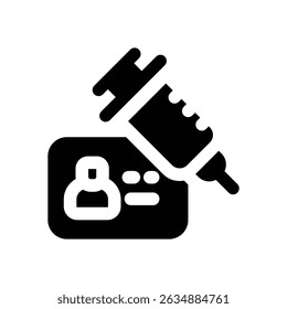 Icono de glifo de vacuna. Icono de Vector fuerte y sólido para Sitios web, interfaces móviles, presentaciones y marca visual. Alta calidad y fácil de editar.