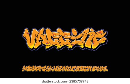 Vaccine Graffiti font, vector illustration.