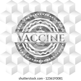 Vaccine grey emblem. Vintage with geometric cube white background