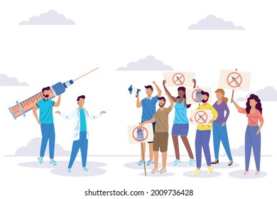 vaccine hesitancy persons protesting characters