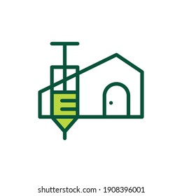 vaccine house home injection logo vector icon illustration