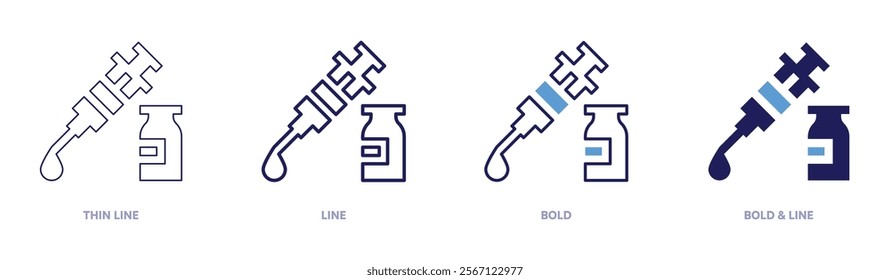 Vaccine icon in 4 different styles. Thin Line, Line, Bold, and Bold Line. Duotone style. Editable stroke.