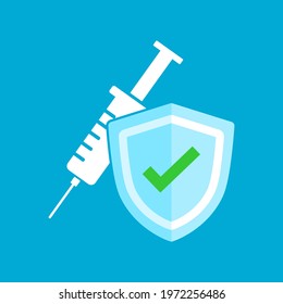 Vaccine icon approved. Confirmed injection. Medical confirmation. Icon vector graphic elements.