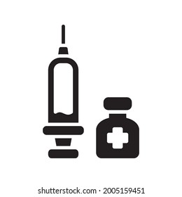Vaccine Icon Design Vector Graphic Illustration In Trendy Flat Style. Suitable for website design, logo, app, template, and ui. EPS 10.