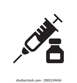 Vaccine Icon Design Vector Graphic Illustration In Trendy Flat Style. Suitable for website design, logo, app, template, and ui. EPS 10.