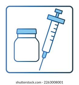 Vaccine icon illustration. icon related to baby care. Lineal color icon style, two tone icon. Simple vector design editable