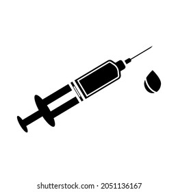 Vaccine icon, Injection icon. Syringe and drop liquid of medicine. Medicine and healthcare concept. Solid icon isolated on white background. Vector illustration.