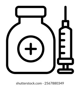 Vaccine Icon Lineal Style Vector Illustration