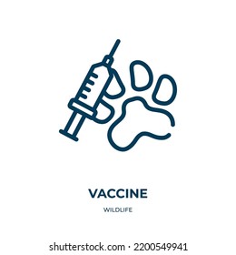 Vaccine icon. Linear vector illustration from wildlife collection. Outline vaccine icon vector. Thin line symbol for use on web and mobile apps, logo, print media.