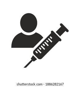 Vaccine icon. Mass vaccination against Coronavirus (Covid-19). Protection against coronavirus. Vector icon isolated on white background.