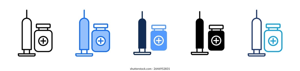 Vaccine Icon Multiple Vector Illustration