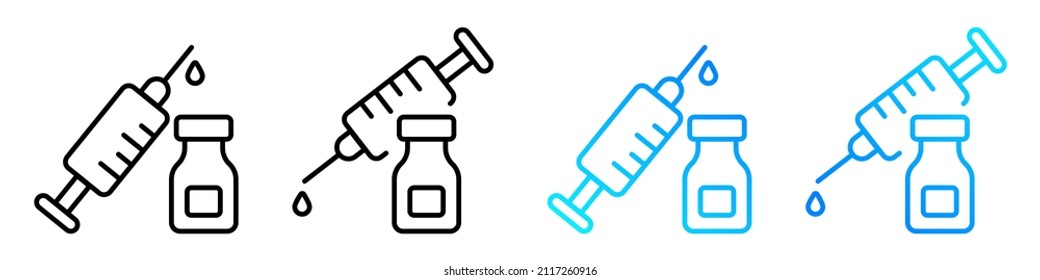 Vaccine icon set. Vaccine icon in flat style. Vaccination linear icons on isolated background. Vector EPS 10