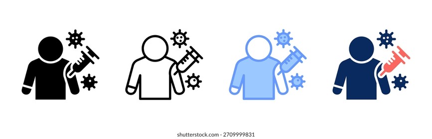Impfstoff-Icon-Set mehrere Stilkollektion