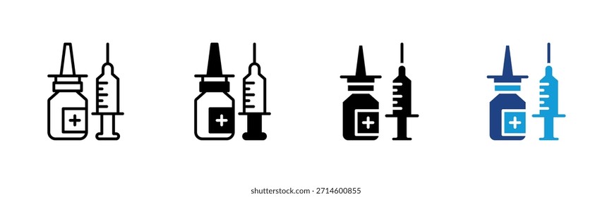 Impfstoff-Icon-Set mehrere Stilkollektion