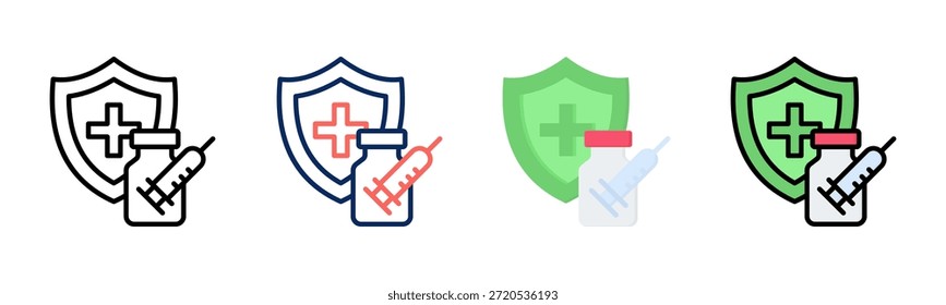 Impfstoff-Icon-Set mehrere Stilkollektion