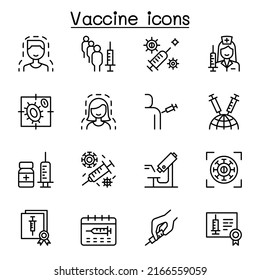 Vaccine icon set in thin line style