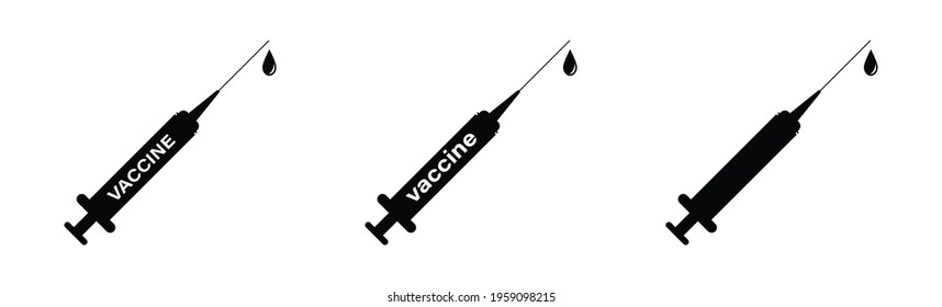 Vaccine icon set. Vector vaccination symbol on white background. Medical sign.