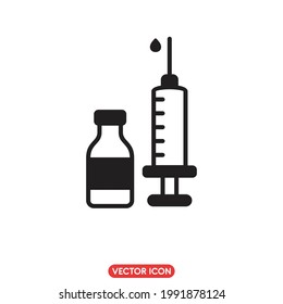 vaccine icon, syringe sign. Corona virus symbol, vector illustration
