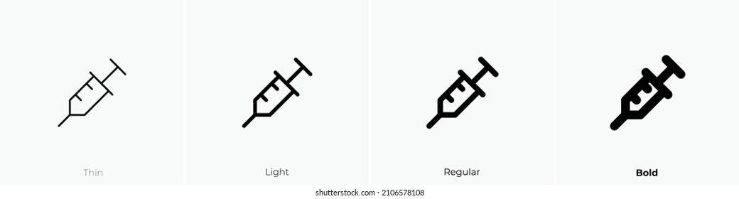 vaccine icon. Thin, Light Regular And Bold style design isolated on white background