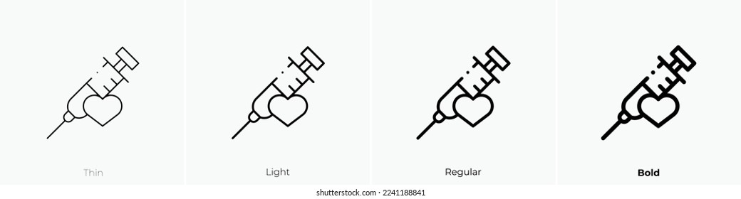 icono de la vacuna. Diseño delgado, ligero y audaz aislado en un fondo blanco
