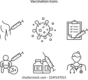 Icono de la vacuna. Vector de vacuna en fondo blanco, pasos de icono. Conjunto de iconos de la vacuna. aplicaciones de iconos. 