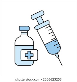 vaccine icon with white background vector stock illustration