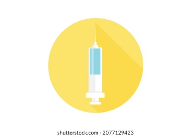Vaccine icon, white shadow background, modern illustration, Covid 19 virus and protection.