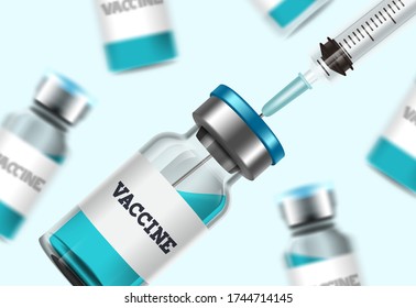 Vaccine injection Flasche Vektor Hintergrund. Impfung zur Immunisierung und Impfung von Coronavirus covid-19 und medizinische Behandlung von Coronavirus im weißen Hintergrund. Vector-Abbildung.
