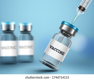 Vaccine injection bottle vector design. Vaccine shot injection for covid-19 coronavirus and other virus immunization and vaccination medical background. Vector illustration.
